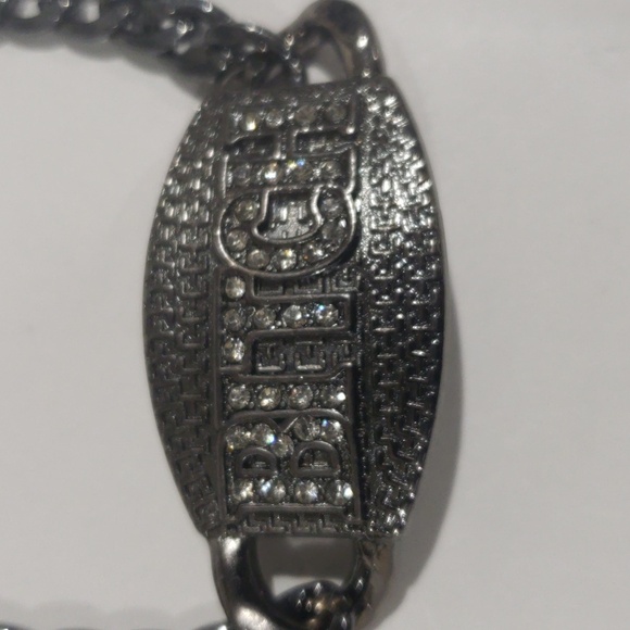 Silver-Tone Bold Statement Necklace Sparkling Lettering, Women's Fashion Jewelry - Picture 4 of 7